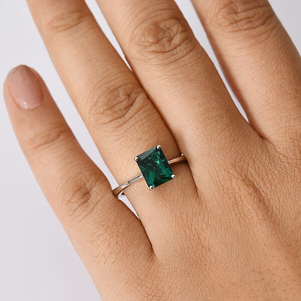 AAA Luxuriant Lab Grown Emerald 2.17 Ctw Solitaire Ring In 10K White Gold