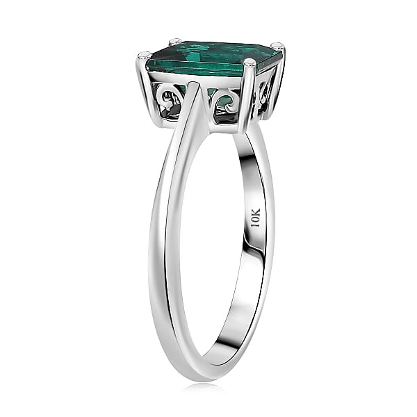 AAA Luxuriant Lab Grown Emerald 2.17 Ctw Solitaire Ring In 10K White Gold