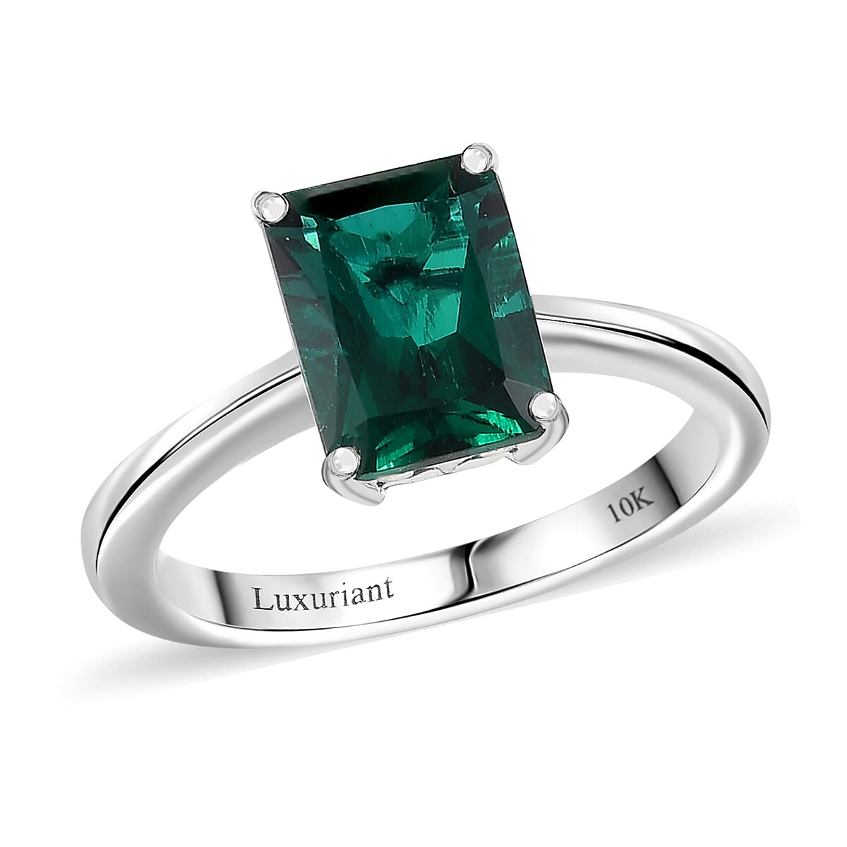 AAA Luxuriant Lab Grown Emerald 2.17 ctw Solitaire Ring in 10K White Gold