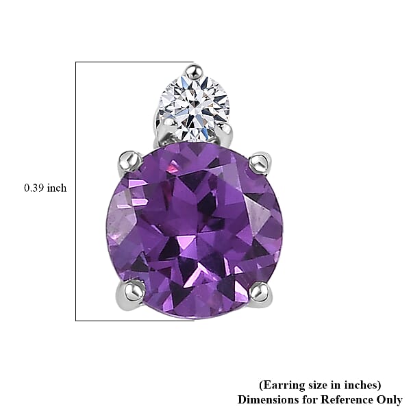 AAA Luxuriant Lab Grown Purple Sapphire And G-H SI Lab Grown Diamond 3.02 Ctw Earrings In 10K White Gold