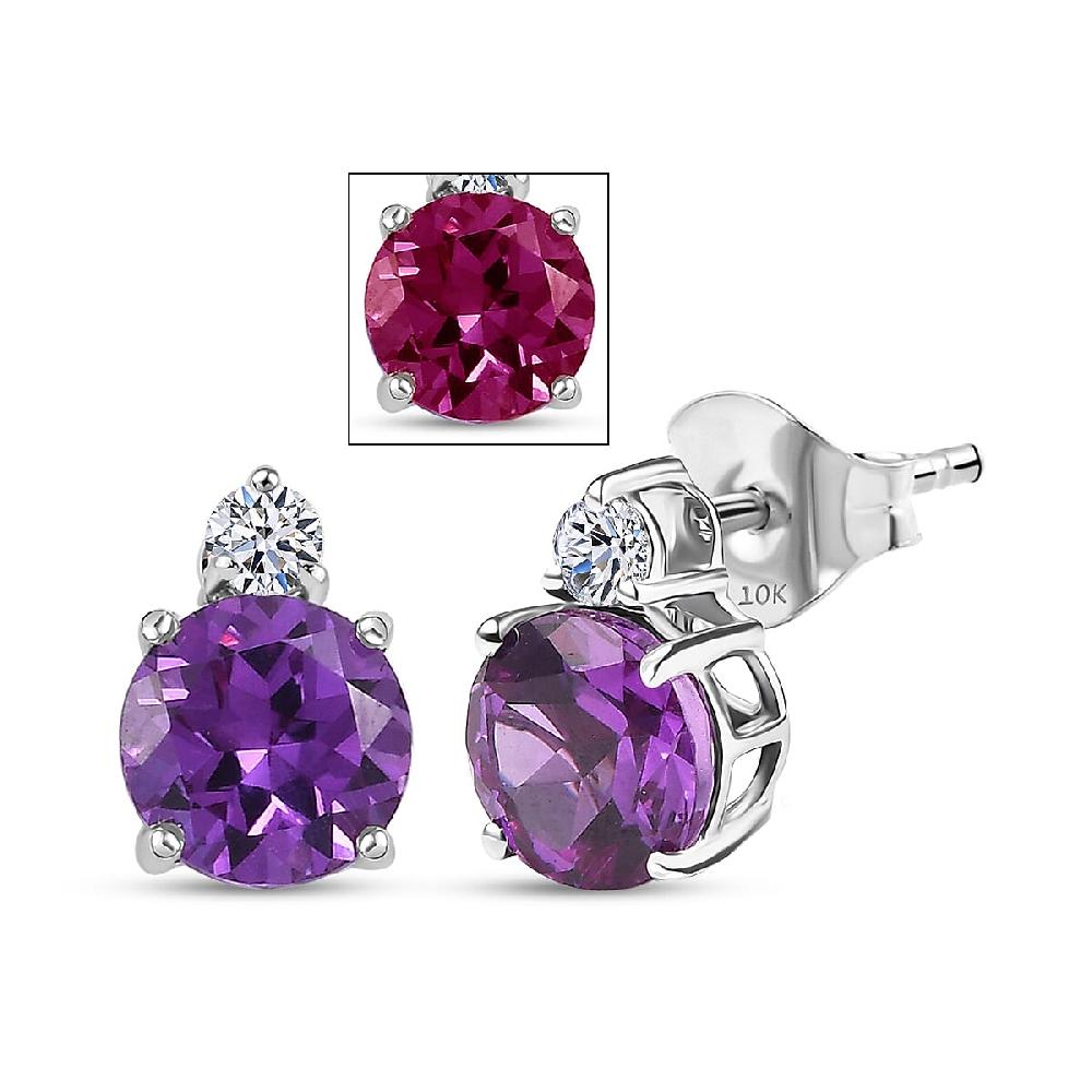 AAA Luxuriant Lab Grown Purple Sapphire and G-H SI Lab Grown Diamond 3.02 ctw Earrings in 10K White Gold