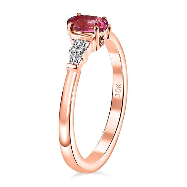 AAA Mahenge Spinel And G-H I2 Diamond 0.60 Ctw Modern Glamour Ring In 10K Rose Gold