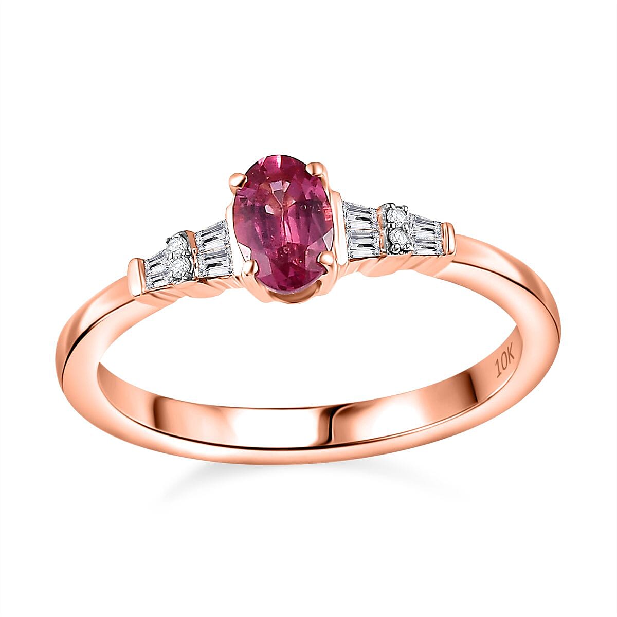 AAA Mahenge Spinel and G-H I2 Diamond 0.60 ctw Modern Glamour Ring in 10K Rose Gold