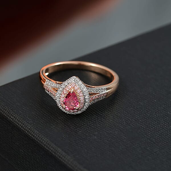 AAA Mahenge Spinel Luxuriant Lab Grown Pink And White Diamond VS 0.85 Ctw Majestic Blush Ring In 10K Rose Gold