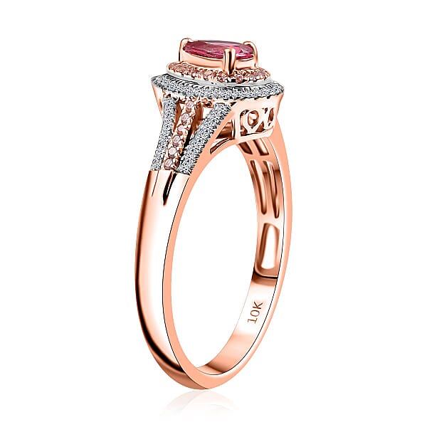 AAA Mahenge Spinel Luxuriant Lab Grown Pink And White Diamond VS 0.85 Ctw Majestic Blush Ring In 10K Rose Gold