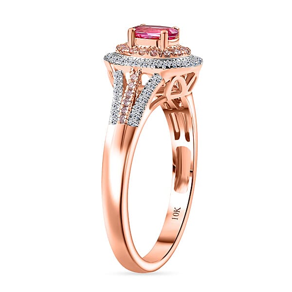 AAA Mahenge Spinel VS Luxuriant Lab Grown Pink And White Diamond 0.90 Ctw Majestic Blush Ring In 10K Rose Gold