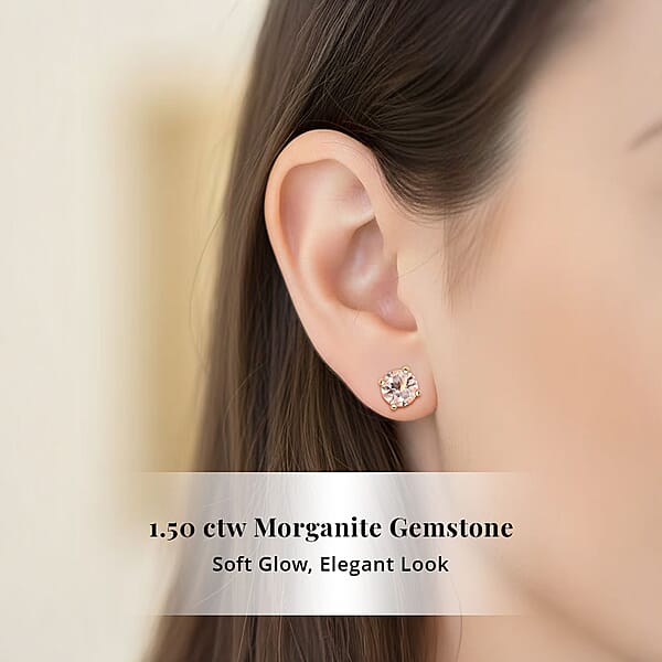 AAA Marropino Morganite 1.50 Ctw Screw Post Earrings In 14K Yellow Gold