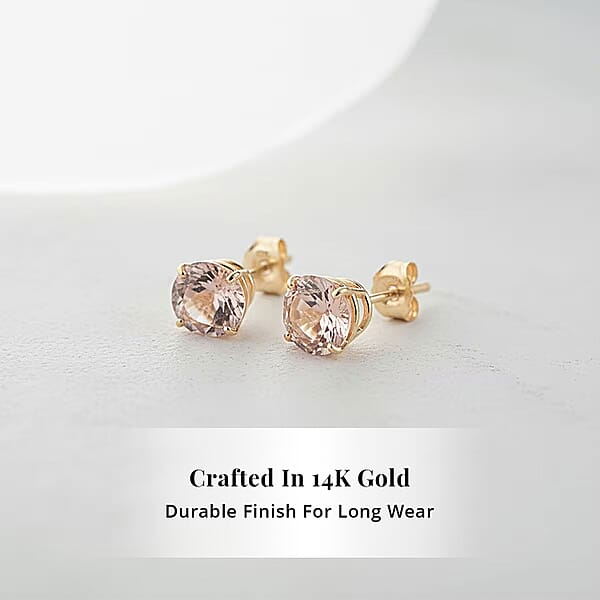 AAA Marropino Morganite 1.50 Ctw Screw Post Earrings In 14K Yellow Gold