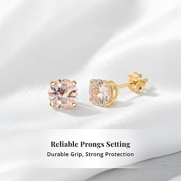 AAA Marropino Morganite 1.50 Ctw Screw Post Earrings In 14K Yellow Gold