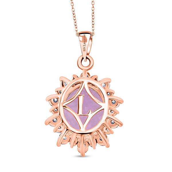 AAA Martha Rocha Kunzite And Luxuriant Lab Grown G-H SI 6.75 Ctw Blush & Bloom Pendant Necklace In 10K Rose Gold 18 Inches