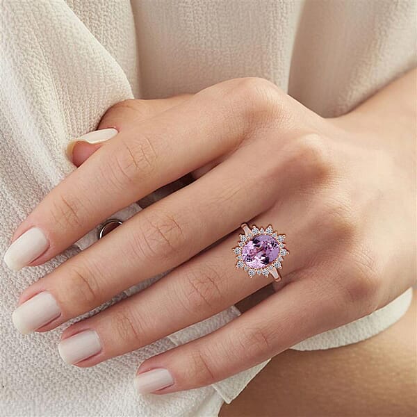 AAA Martha Rocha Kunzite And Luxuriant Lab Grown G-H SI 6.75 Ctw Blush & Bloom Ring In 10K Rose Gold