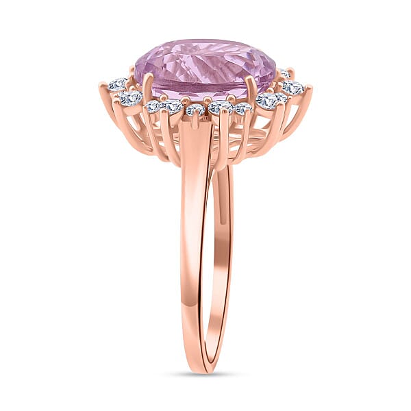 AAA Martha Rocha Kunzite And Luxuriant Lab Grown G-H SI 6.75 Ctw Blush & Bloom Ring In 10K Rose Gold (Del. In 8-10 Days)