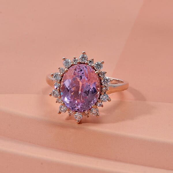 AAA Martha Rocha Kunzite And Luxuriant Lab Grown G-H SI 6.75 Ctw Blush & Bloom Ring In 10K Rose Gold (Del. In 8-10 Days)