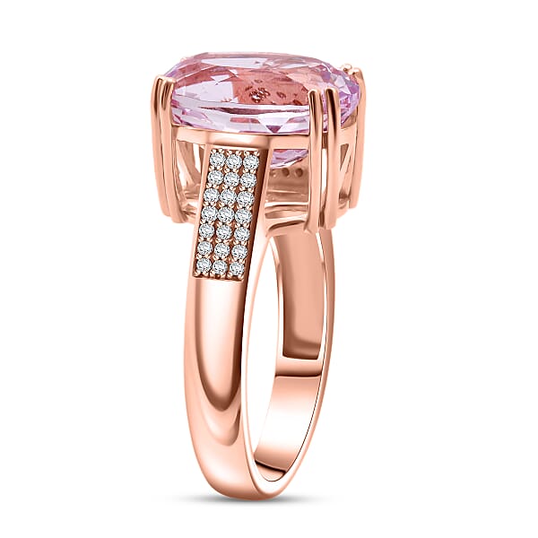AAA Martha Rocha Kunzite Lab Grown Diamond Ring In 18K Vermeil RG Over Sterling Silver 9.20 Ctw