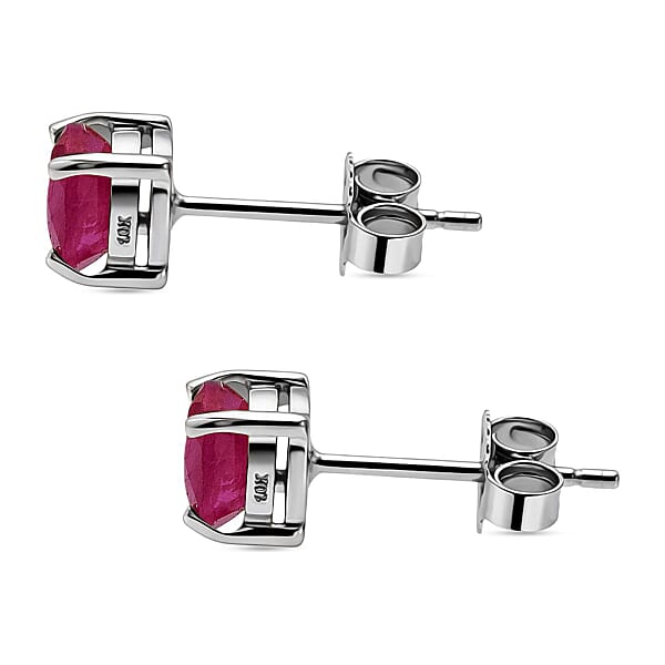 AAA Montepuez Ruby Solitaire Stud Earrings In 10K White Gold 1.30 Ctw