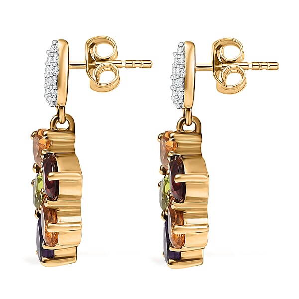 AAA Multi Gemstone 4.15 Ctw Earrings In 14K Yellow Gold