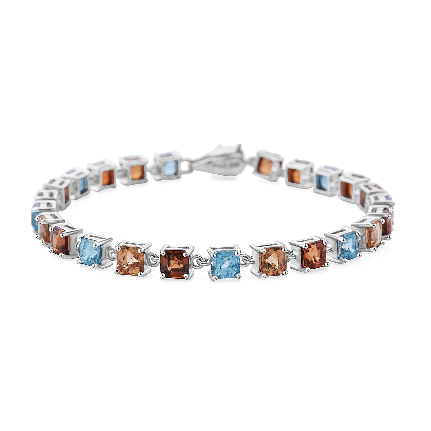 AAA Multi Zircon and Niassa Ruby (FF) 19.75 ctw Eagle Bracelet in Rhodium Over Sterling Silver (7.25 In)