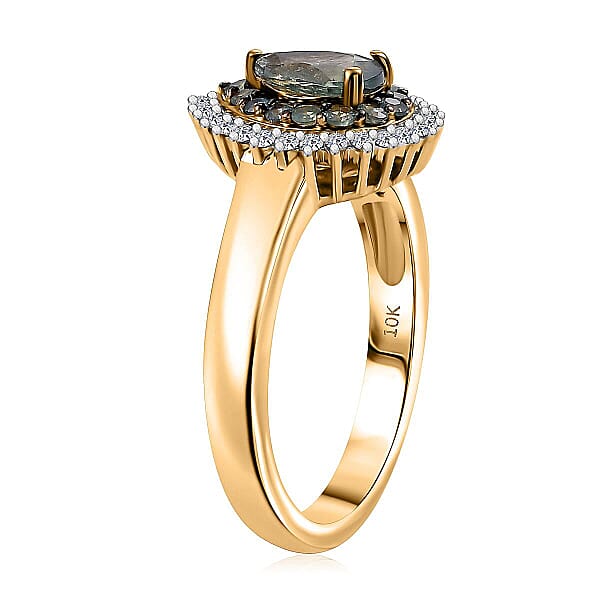 AAA Narsipatnam Alexandrite And Luxuriant Lab Grown Diamond E-F VS 1.05 Ctw Majestic Mirage Ring In 10K Yellow Gold