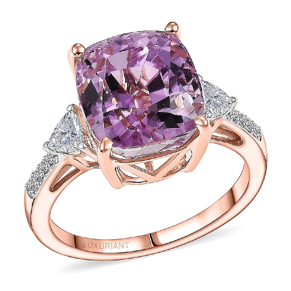 AAA Patroke Kunzite Lab Grown Diamond (E-F VS) Ring in 10K Rose Gold 7.25 ctw