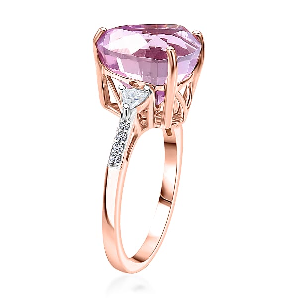 AAA Patroke Kunzite Lab Grown Diamond Ring In 10K Rose Gold 5.75 Ctw