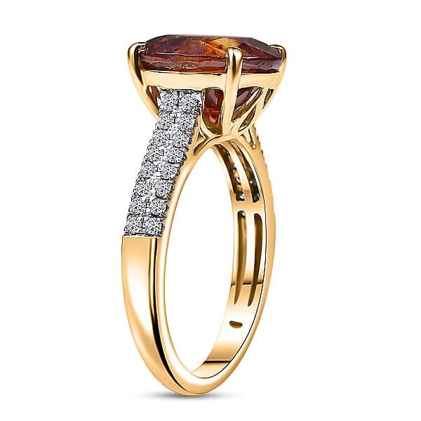 AAA Picos Altos Sphalerite And G-H SI Luxuriant Lab Grown Diamond 7.35 Ctw Ring In 10K Yellow Gold