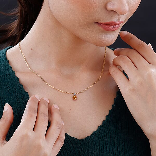 AAA Picos Altos Sphalerite And G-H SI Luxuriant Lab Grown Diamond 7.08 Ctw Pendant Necklace In 10K Yellow Gold 20 Inches