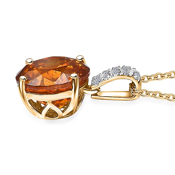 AAA Picos Altos Sphalerite And G-H SI Luxuriant Lab Grown Diamond 7.08 Ctw Pendant Necklace In 10K Yellow Gold 20 Inches