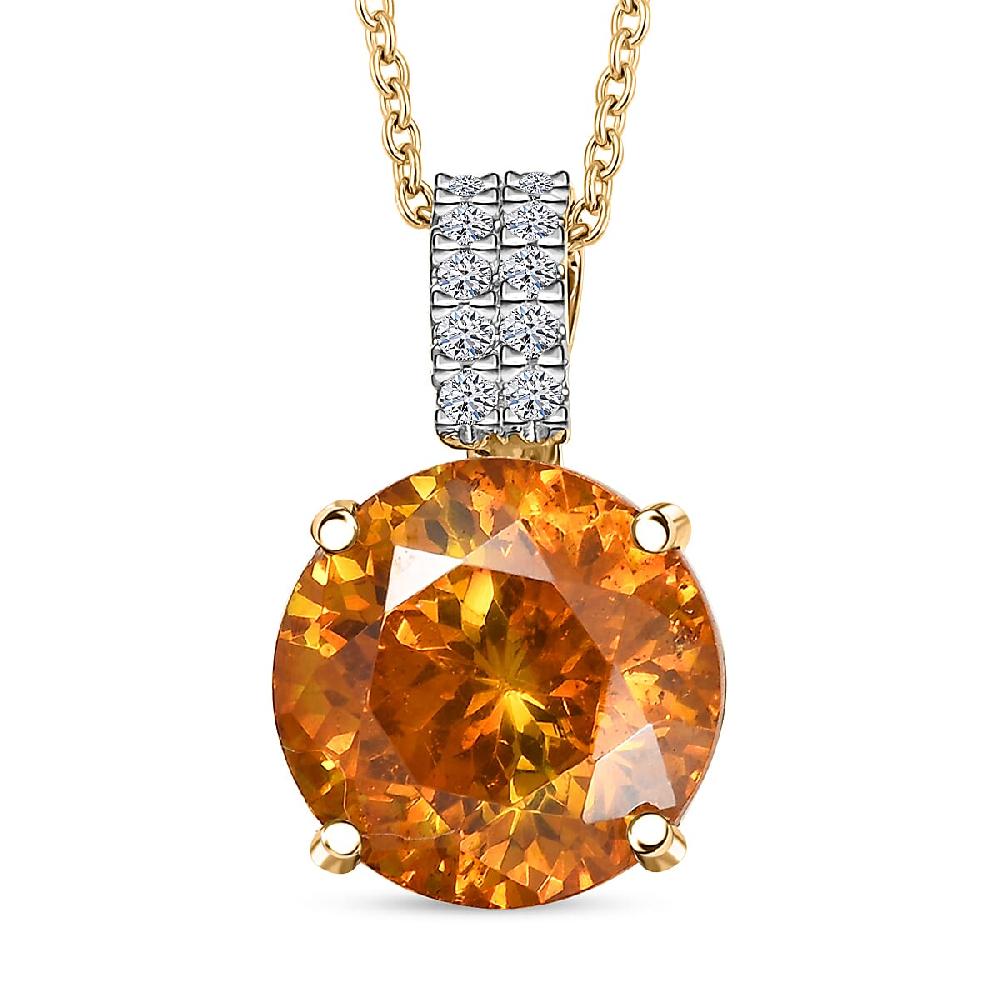 AAA Picos Altos Sphalerite and G-H SI Luxuriant Lab Grown Diamond 7.08 ctw Pendant Necklace in 10K Yellow Gold 20 Inches