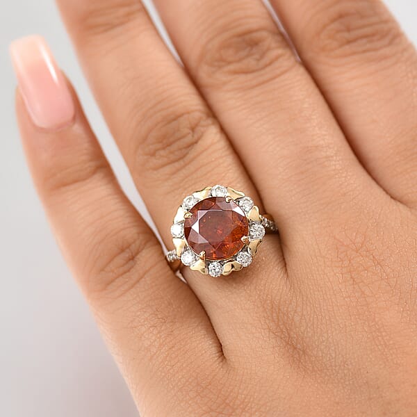 AAA Picos Altos Sphalerite Lab Grown Diamond Ring In 10K Yellow Gold 7.59 Ctw