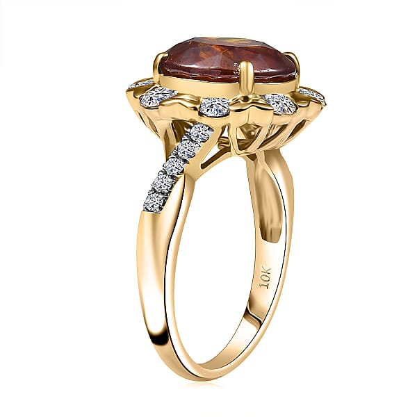 AAA Picos Altos Sphalerite Lab Grown Diamond Ring In 10K Yellow Gold 7.59 Ctw