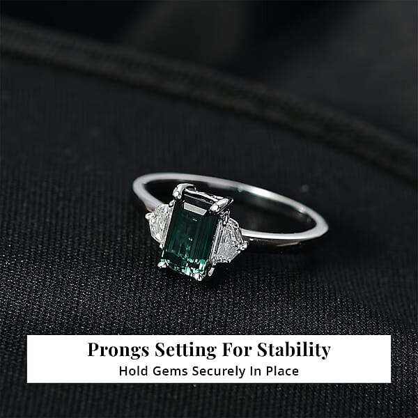 AAA Pirineu Lagoon Tourmaline Lab Grown Diamond Ring In 10K White Gold 2.10 Ctw