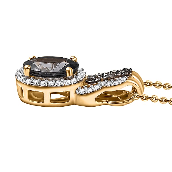 AAA Platinum Spinel Natural Champagne And White Diamond 1.70 Ctw Pendant Necklace In 18K Vermeil Yellow Gold Over Sterling Silver 20 Inches