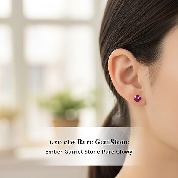 AAA Radiant Ember Garnet 1.20 Ctw Screw Post Earrings In 14K Yellow Gold