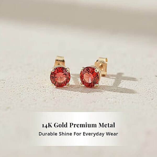 AAA Red Sapphire 1.10 Ctw Screw Post Earrings In 14K Yellow Gold
