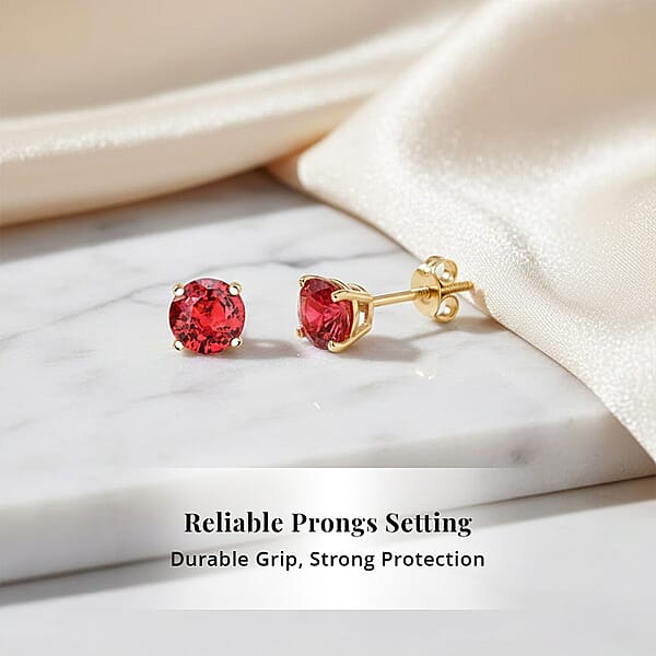 AAA Red Sapphire 1.10 Ctw Screw Post Earrings In 14K Yellow Gold