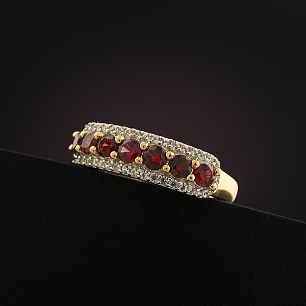 AAA Red Spinel And White Zircon 1.20 Ctw Ring In 14K Yellow Gold