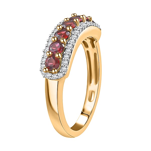 AAA Red Spinel And White Zircon 1.20 Ctw Ring In 14K Yellow Gold