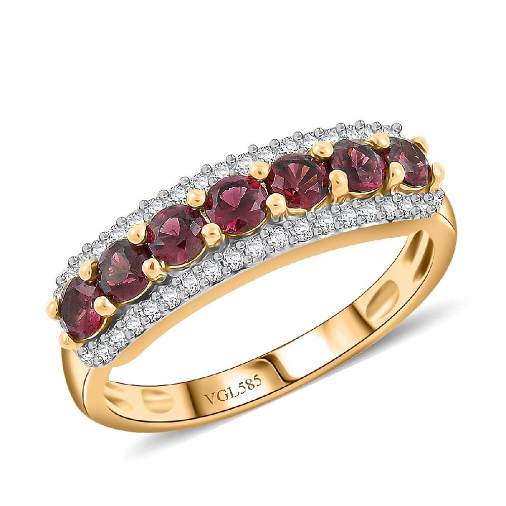 AAA Red Spinel and White Zircon 1.20 ctw Ring in 14K Yellow Gold