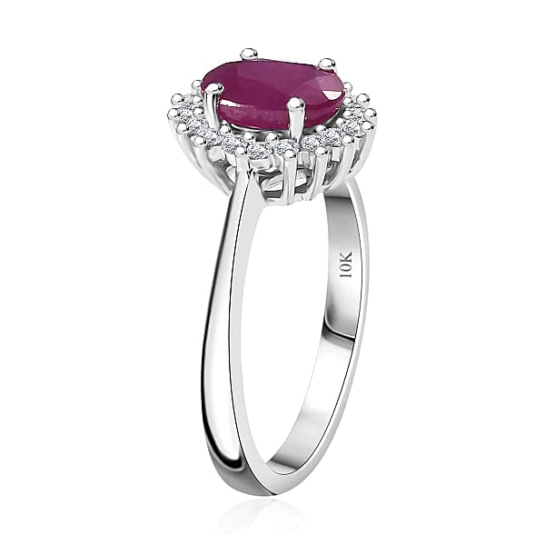 AAA Royal Ruby And G-H I2 Diamond 1.75 Ctw Ring In 10K White Gold