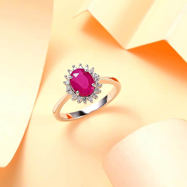 AAA Royal Ruby And G-H I2 Diamond 1.75 Ctw Ring In 10K White Gold