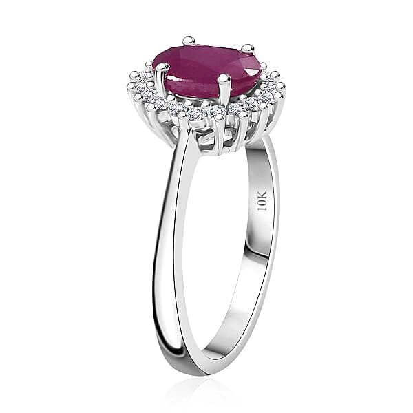 AAA Royal Ruby And G-H I2 Diamond 1.75 Ctw Ring In 10K White Gold