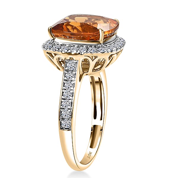 AAA Santa Ana Madeira Citrine And G-H SI Luxuriant Lab Grown Diamond 5.27 Ctw Ring In 10K Yellow Gold