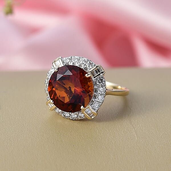 AAA Santa Ana Madeira Citrine Lab Grown Diamond Ring In 10K Yellow Gold 6.50 Ctw