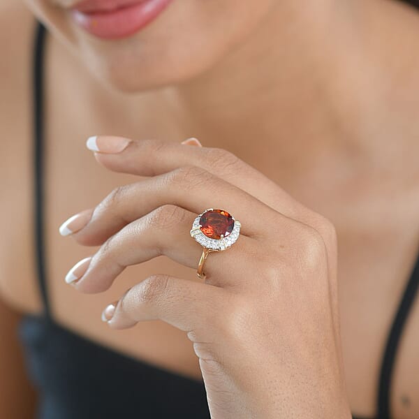 AAA Santa Ana Madeira Citrine Lab Grown Diamond Ring In 10K Yellow Gold 6.50 Ctw