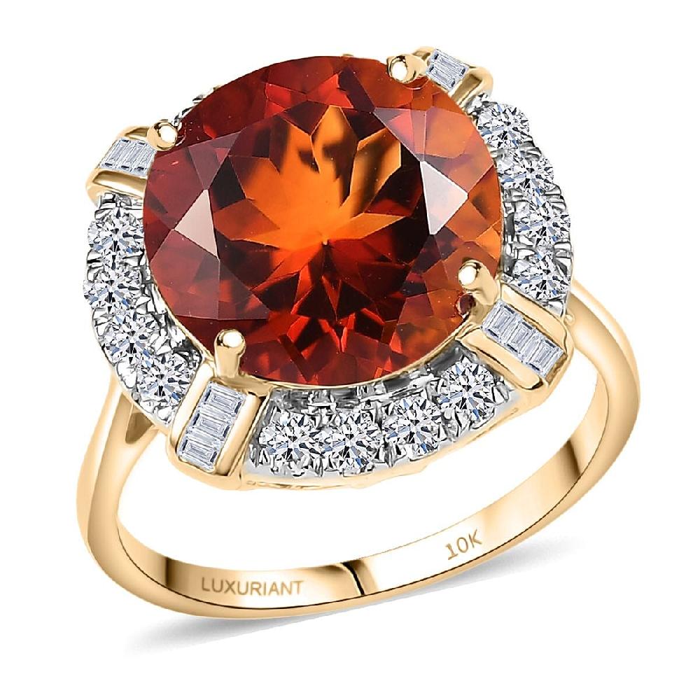 AAA Santa Ana Madeira Citrine Lab Grown Diamond Ring in 10K Yellow Gold 6.50 ctw