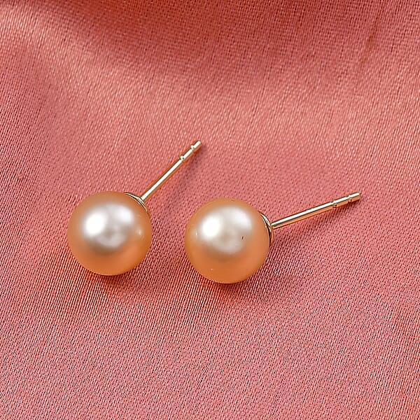 AAA South Sea Golden Cultured Pearl Stud Earrings In 10K Yellow Gold