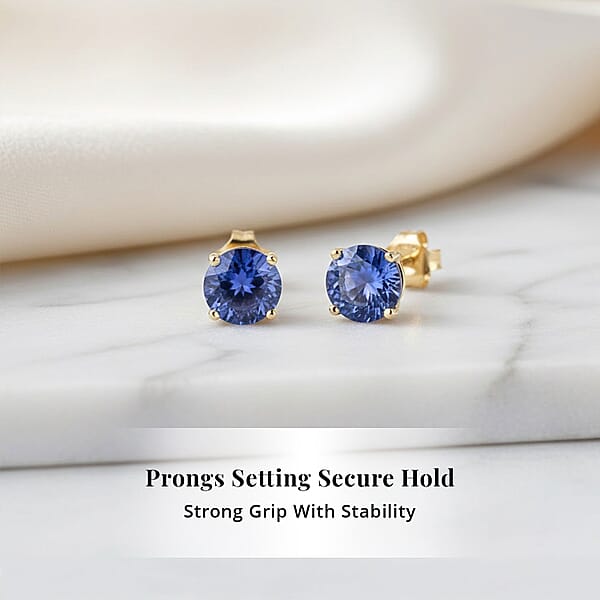 AAA Tanzanite 1.00 Ctw Screw Post Earrings In 14K Yellow Gold