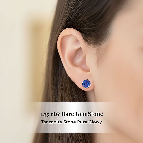 AAA Tanzanite 1.75 Ctw Screw Post Earrings In 14K Yellow Gold