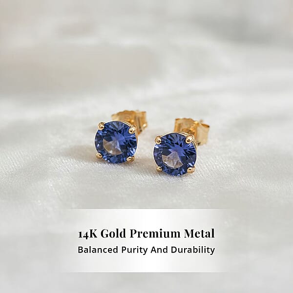 AAA Tanzanite 1.75 Ctw Screw Post Earrings In 14K Yellow Gold