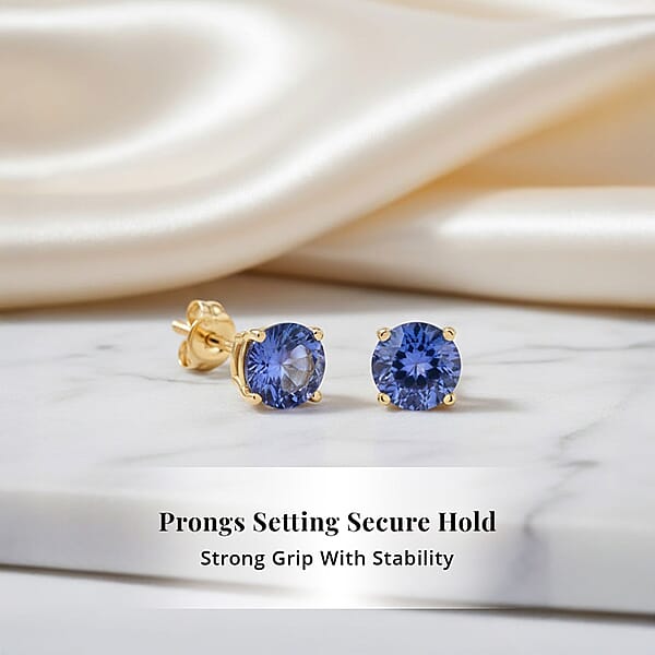 AAA Tanzanite 1.75 Ctw Screw Post Earrings In 14K Yellow Gold